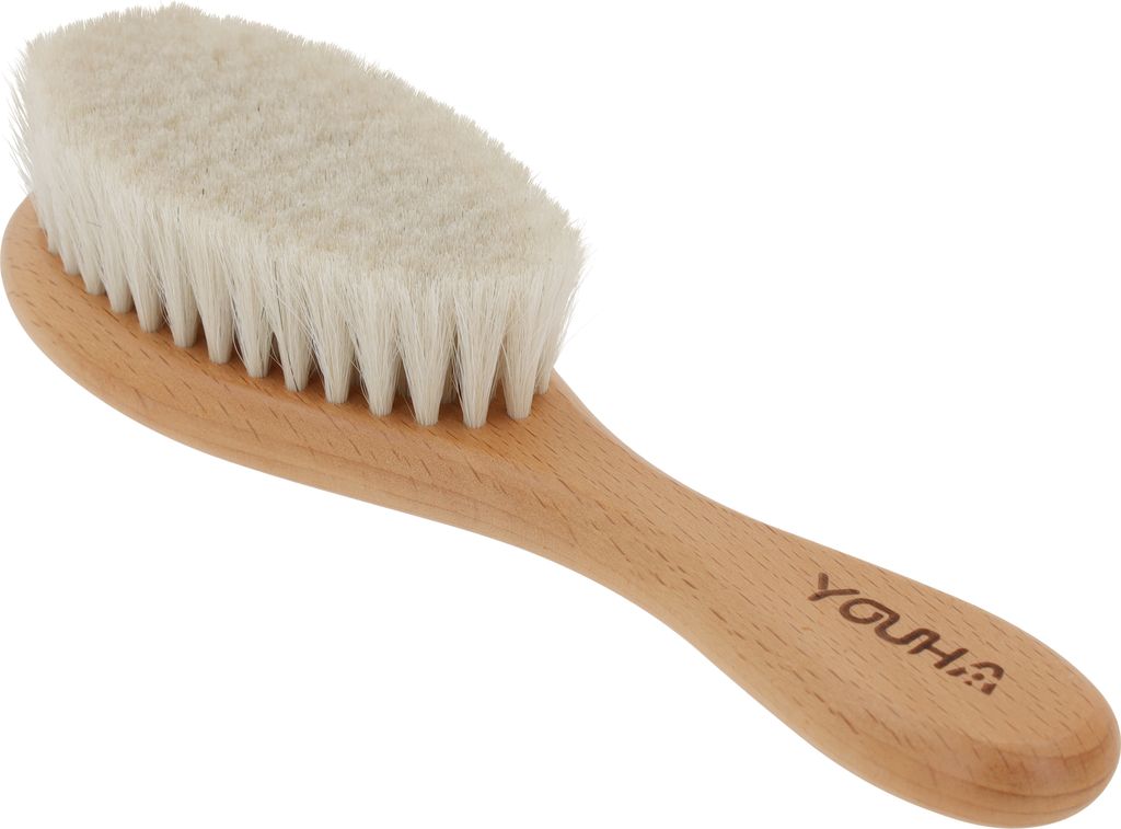 Youha Baby-Haarbürste – 100 % natürliche Materialien – aus Ziegenhaar – verhindert Juckreiz und Kratzen – weiche Babybürste – Babypfle...