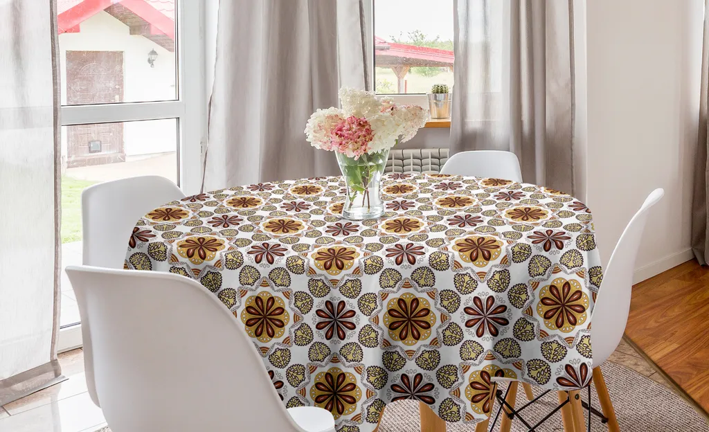ABAKUHAUS Tradizionale tovaglia rotonda, damasco, tovaglia circolare per sala da pranzo, decorazione cucina, 150 cm, multicolore