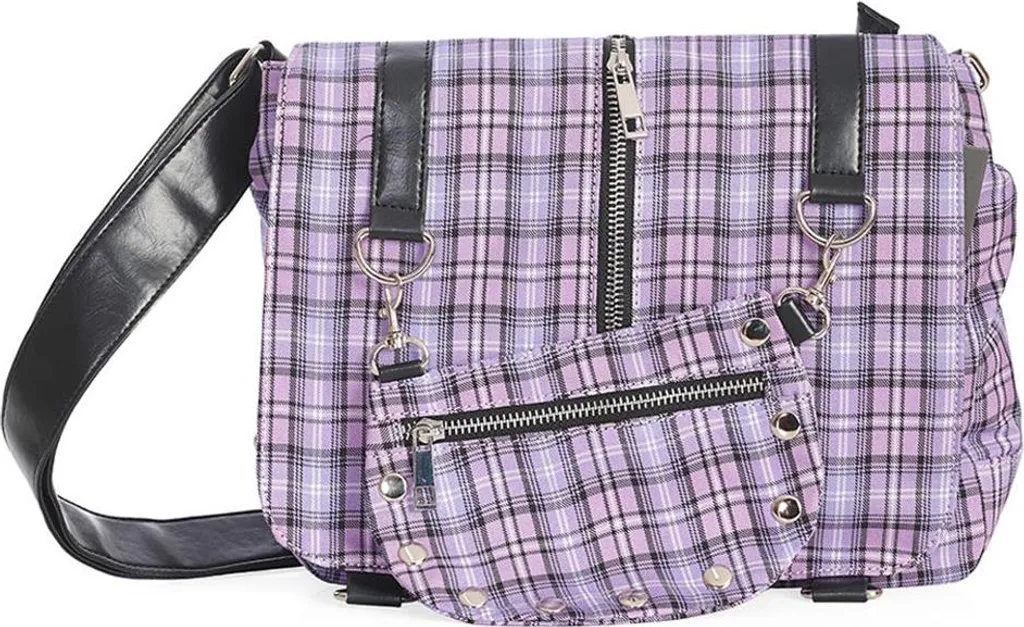 Handbag Banned Alternative Twice The Action - Tartan Check Purple