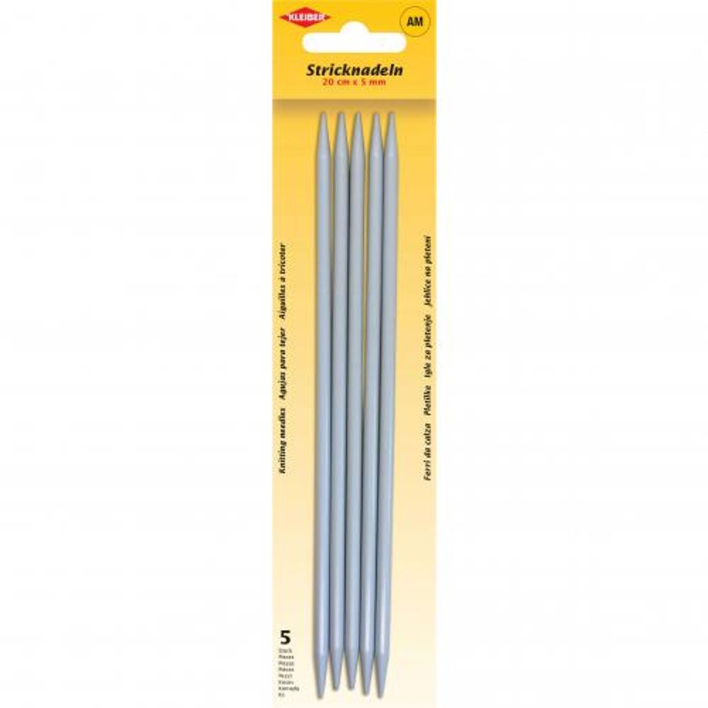 KLEIBER Stricknadel-Set / Strumpfspiele 200 mm x 5,0 mm 5 Aluminium-Stricknadeln