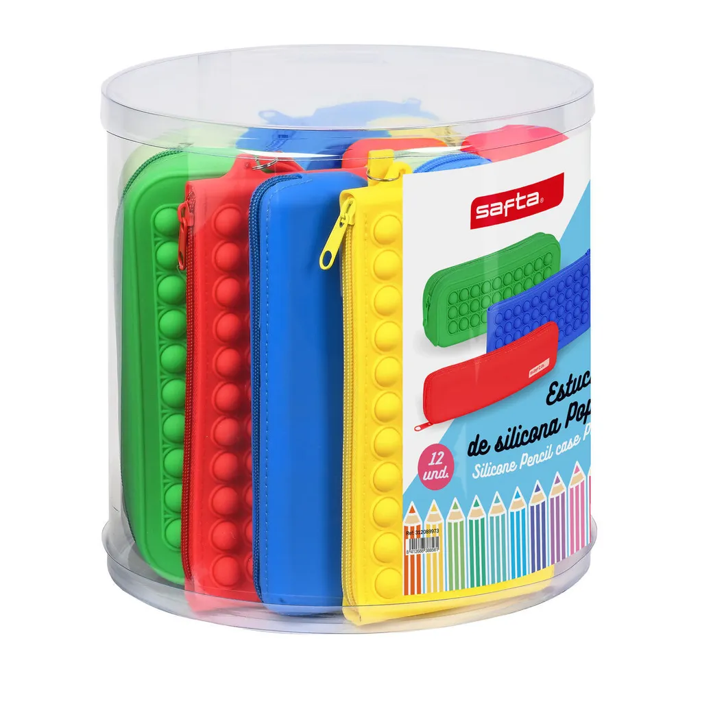 Trousse scolaire avec jouet sensoriel Pop It - Set de 12 fournitures Safta