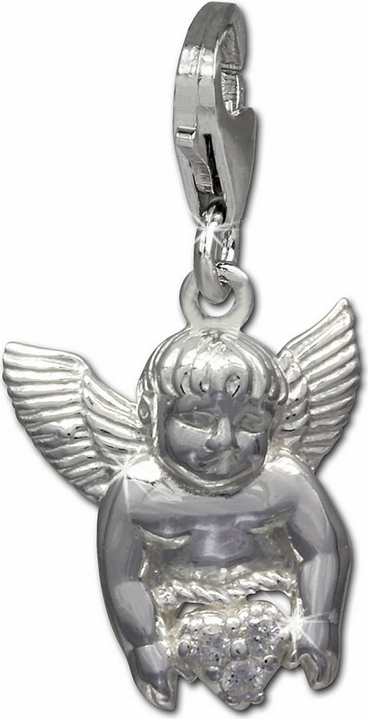 SilberDream Charm Schmuck Anhänger Engel Herz Zirkonia 925 Echt Silber FC734W