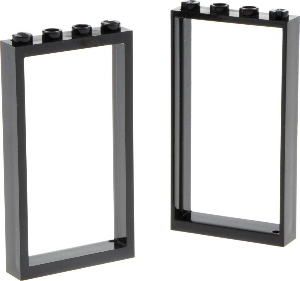 2x Lego Tür Rahmen 1x4x6 schwarz ohne Scheibe Haus Fenster 6337273 60596