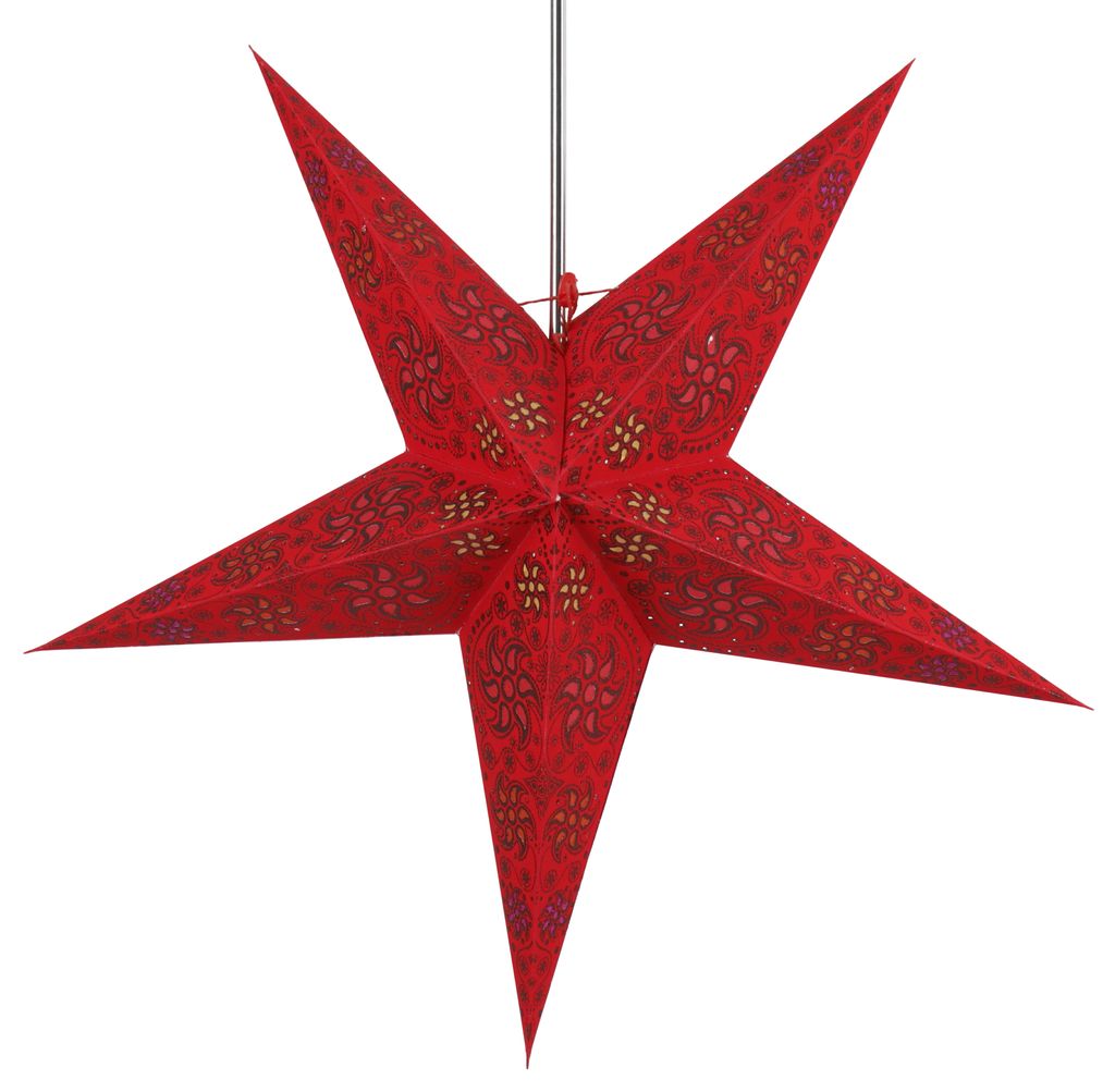 Faltbarer Advents Leucht Papierstern, Weihnachtsstern 60 cm - Anubis Rot, Star Fensterdeko, 7 Spitzen
