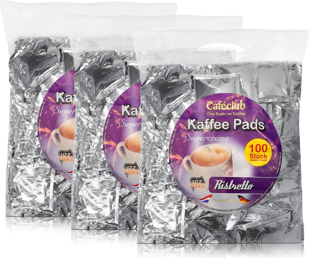 Cafeclub Kaffeepads Ristretto Supercreme Megabeutel 100 Stück (3er Pack)