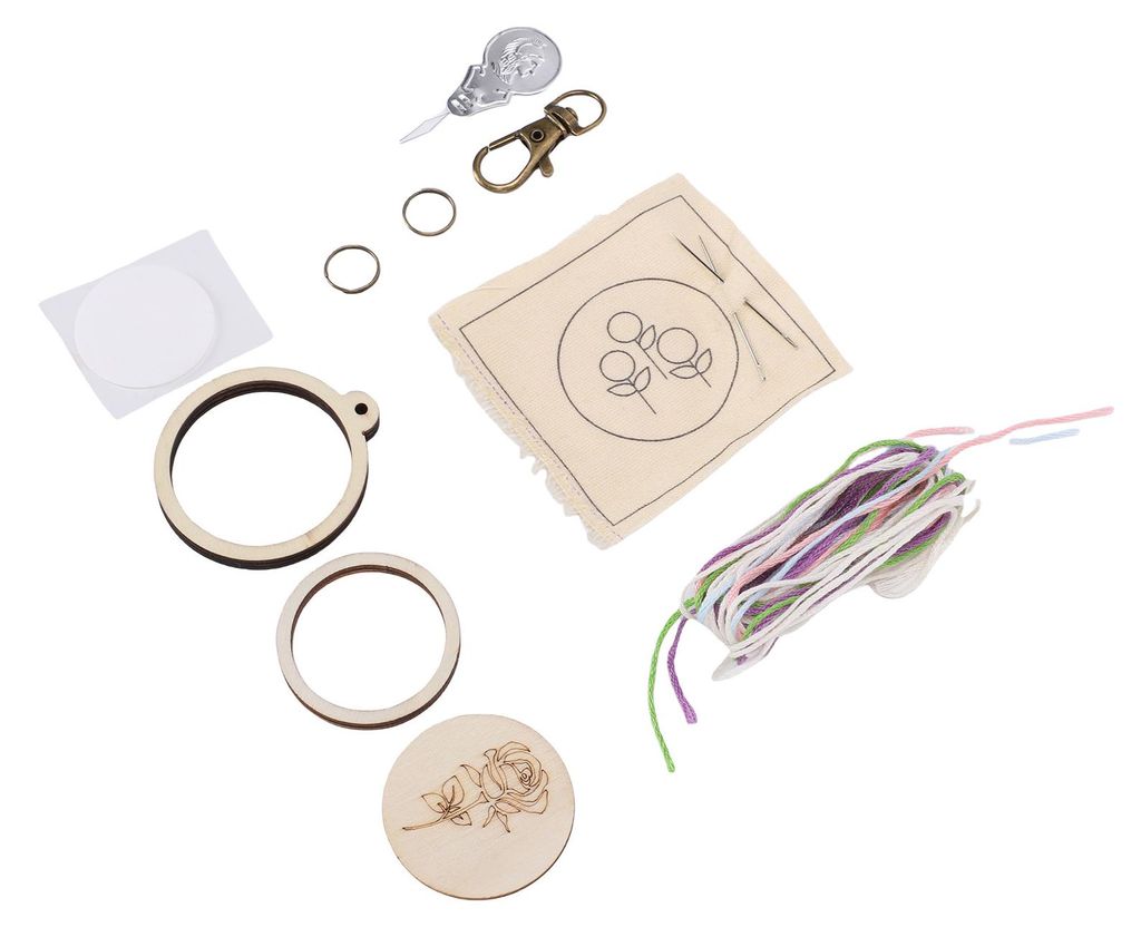 Mini-Schlüsselanhänger aus Holz in Form eines Stickrahmens, kleiner Ring, winziges Bastelmaterial für die Schmuckherstellung (Halsketten, Ohrrin...