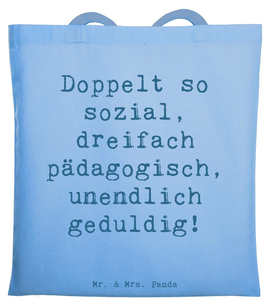 Mr. & Mrs. Panda Schultasche Spruch Sozialpädagogin Power - Sky Blue - Geschenk, Jutebeutel, Uni Tasche, Tote Bag, Beruf, Jugendhilfe, Erziehung, ...