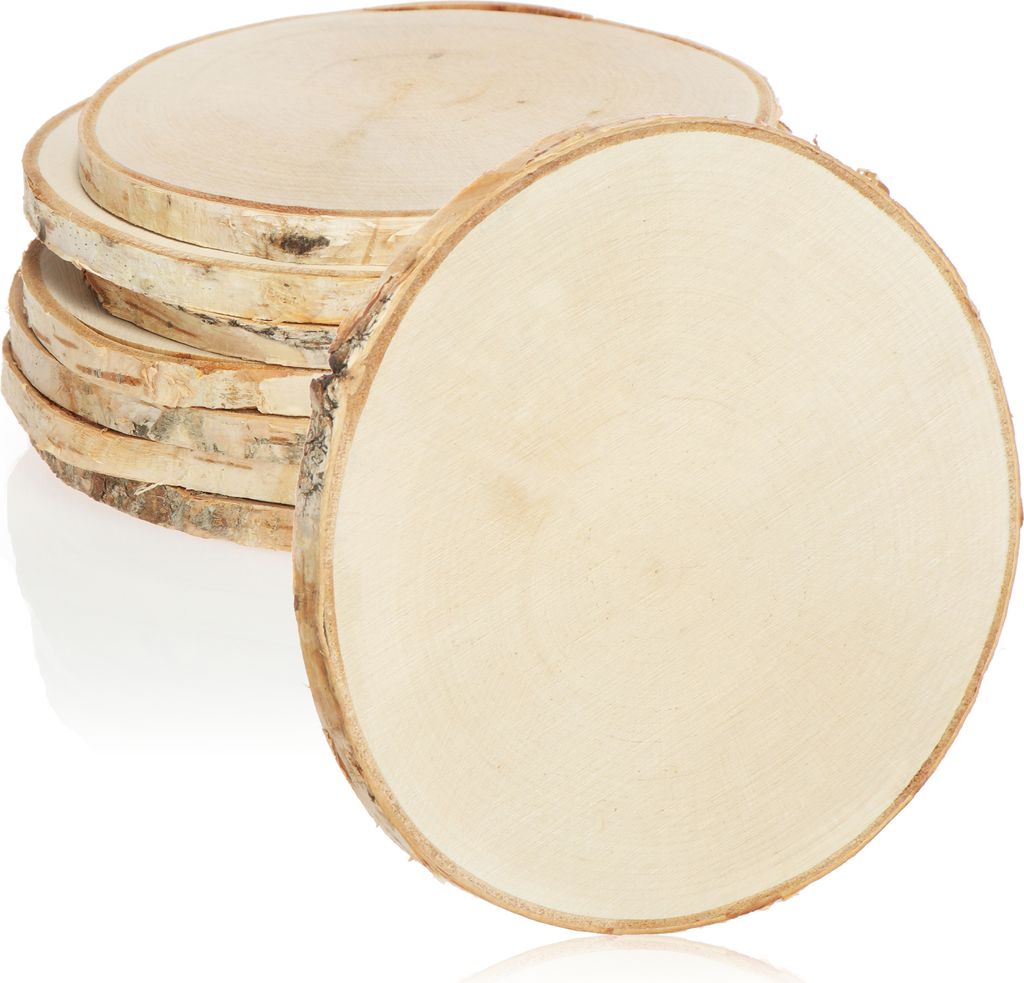 com-four 8x Untersetzer aus Naturholz - Glasuntersetzer - Untersetzer für Gläser - Holzscheiben zum Basteln - Ø ca. 11-13cm