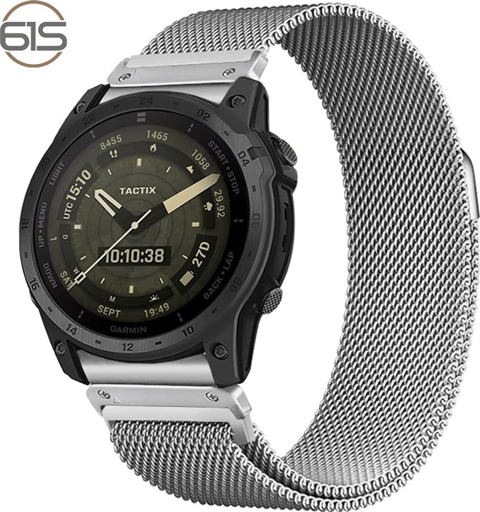 INF Schnellwechsel-Uhrenarmband aus Mailänder Geflecht für Garmin Fenix 7X Pro/Fenix 58 Silber 22 mm