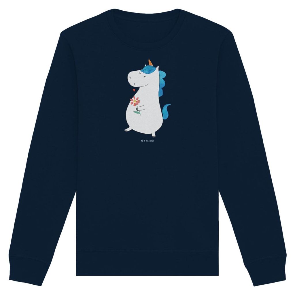 Mr. & Mrs. Panda Bio Pullover Einhorn Spaziergang Größe XS - French Navy - Geschenk, Mutter, Sweatshirt, Pulli, Gute Laune, Baumwoll, Sweater, Bl...