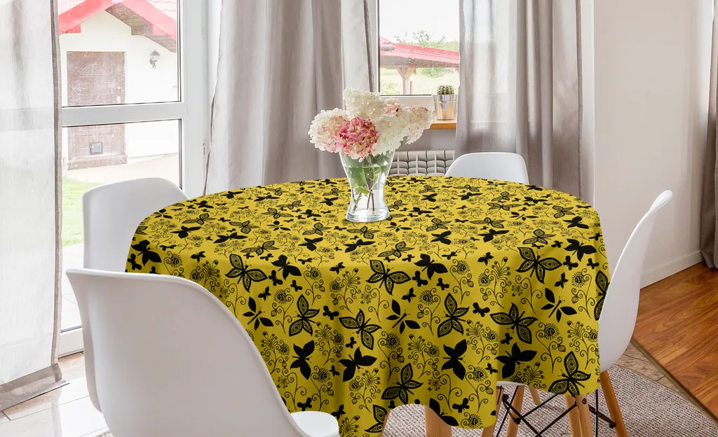 Tovaglia Rotonda ABAKUHAUS 150cm Poliestere - Fantasia Farfalle