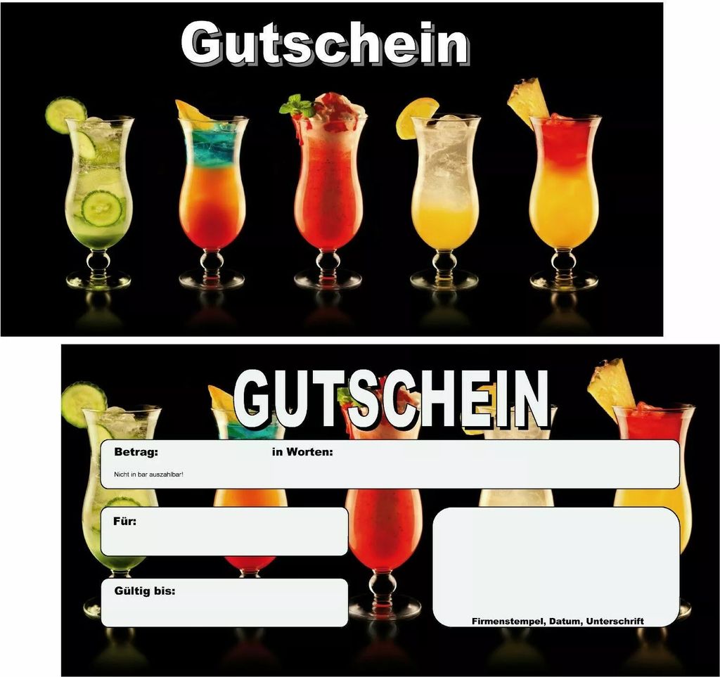 100 Geschenkgutscheine Gutscheine Gutscheinkarten Gastronomie Café Restaurant Cocktail Bar GS8