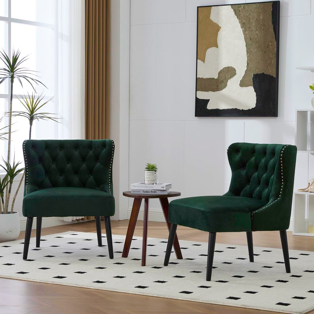 STILVORA Relaxsessel Polstersessel mit Knopfsteppung aus Tech-Stoff,Esszimmerstuhl Loungesessel mit Massivholz Beine,Polstersessel mit Stoff Knopf,...