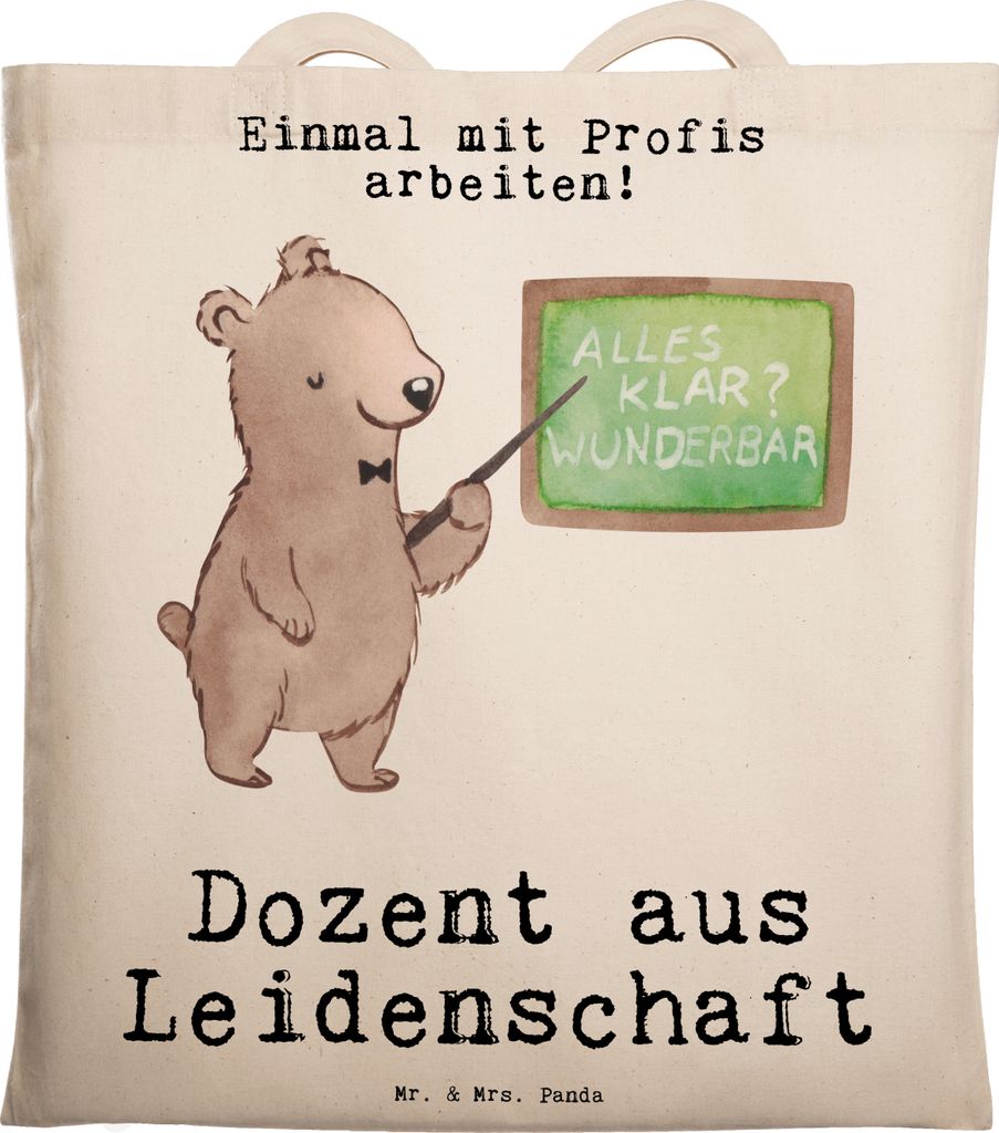 Mr. & Mrs. Panda Tote Bag Dozent Leidenschaft - Transparent Produktbild 