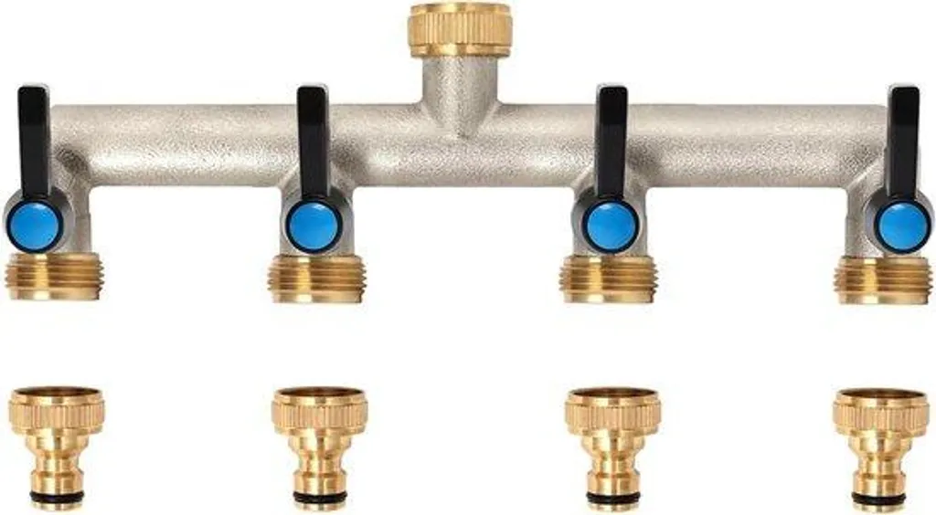 Vanne d'arrêt en laiton 3/4" pour tuyau d'arrosage et lave-linge - 4 lots