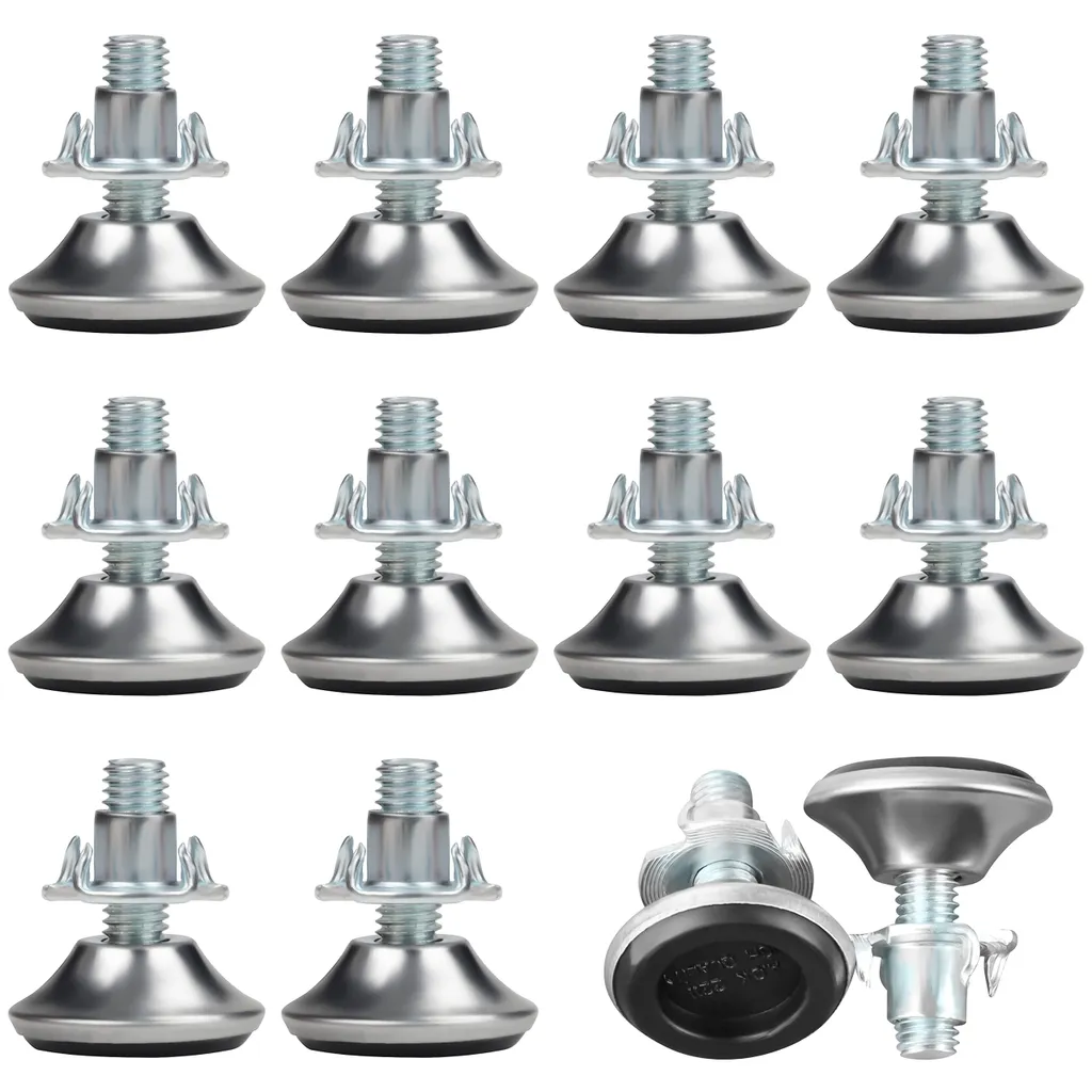 Pieds de Meubles Métal M8 x 30mm Robustes avec Coussin Antidérapant - 12pcs