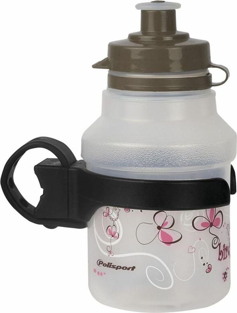 POLISPORT Wasserflasche Birdy Clip-On Cap + Drehbarer Flaschenhalter Klar 350ml
