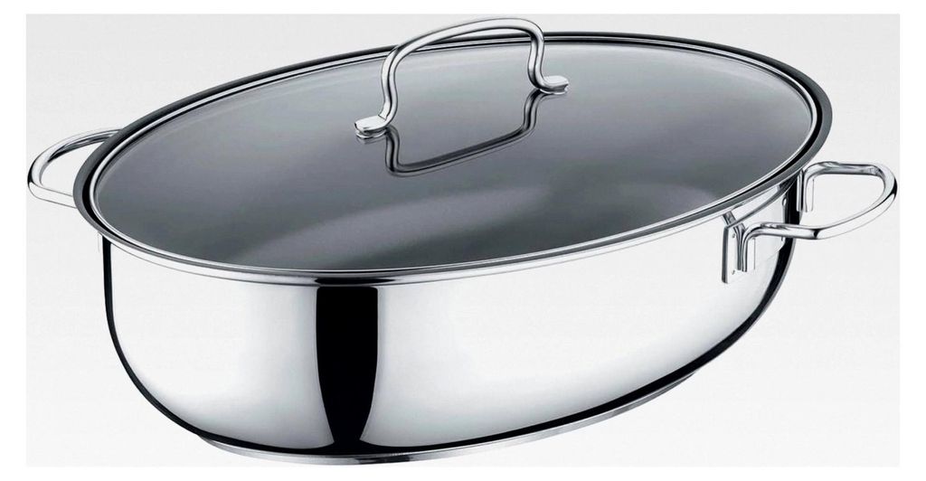 Edelstahlbräter 7,7 L mit Deckel – 38x25,5 cm – Kochtopf zum Schmoren und Braten – für alle Herdarten geeignet – PFAS- und PTFE-frei – ...