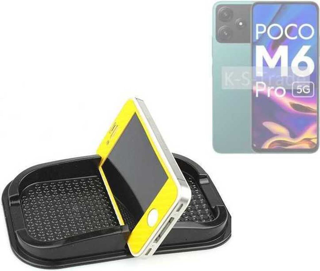K-S-Trade Auto Anti Rutsch Matte Smartphone-Halter kompatibel mit POCO M6 Pro 5G Haft Pad Armaturenbrett Handy-Halterung Silikon