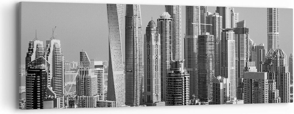 Bild auf Leinwand - Leinwandbild - Einteilig - Wolkenkratzer Fotografie Dubai - 90x30cm - Wand Bild - Wanddeko - Wandbilder - Leinwanddruck - Bilde...