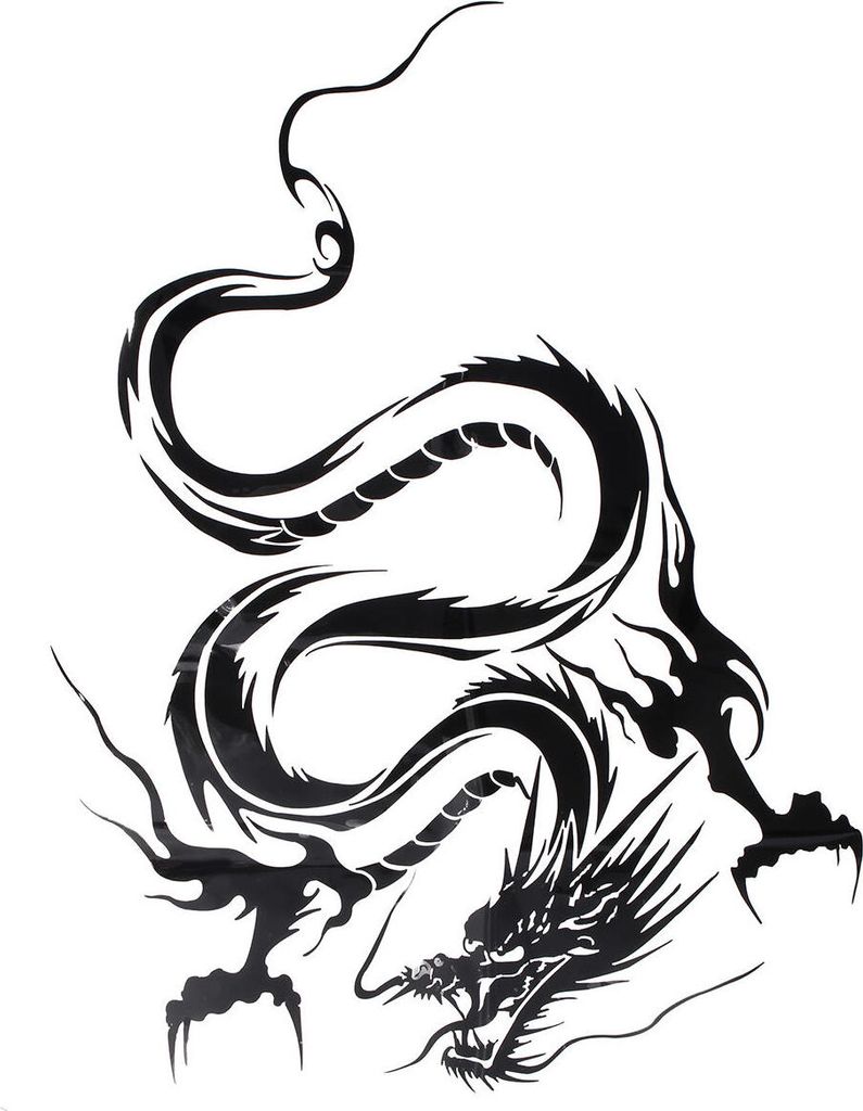 Reflective Dragon Totem Scratching Decals Auto Aufkleber Vollkörper Kopf Styling Aufkleber schwarz