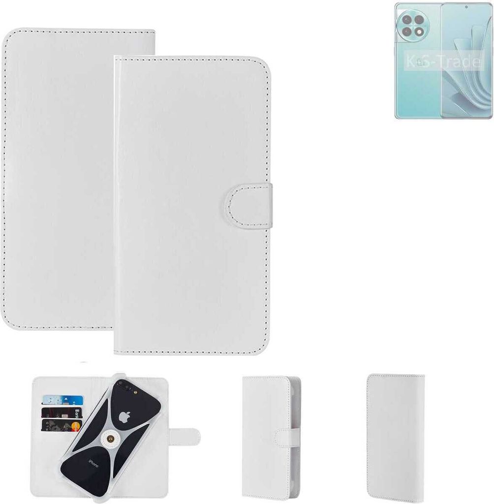 K-S-Trade Handy Hülle Schutz Hülle kompatibel mit OnePlus Ace 2 Pro Cover Case Bookstyle Bumper weiß 1x
