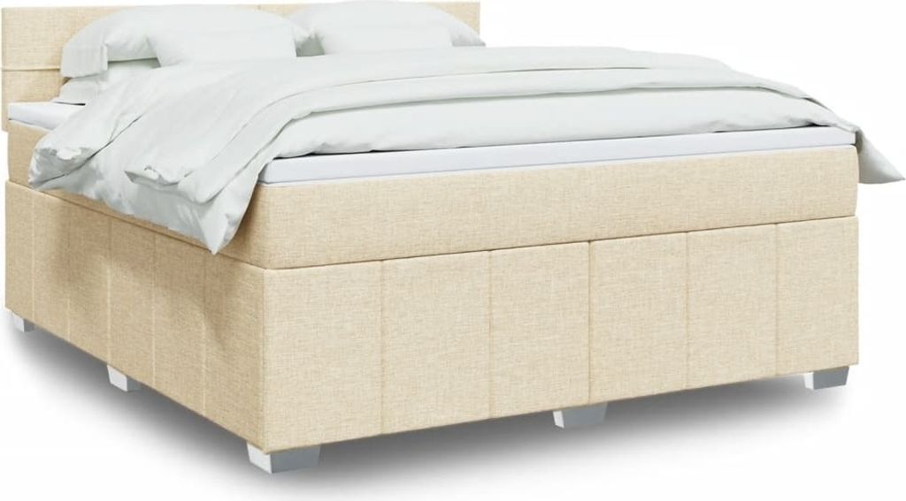 Maison Exclusive - Boxspringbett mit Matratze Creme 180x200 cm Stoff