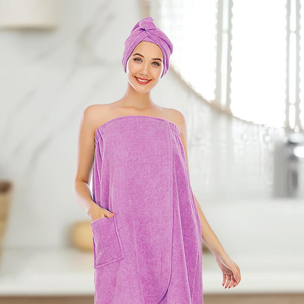Damen-Badetuch, Spa-Dusche, weiches Mikrofaser-Badetuch mit Haarturban