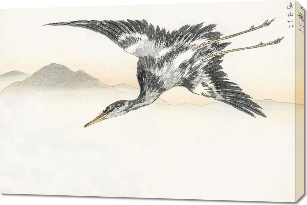 Quadro Vintage Common Crane Kashu Giapponese 90x60 - Arte Soggiorno