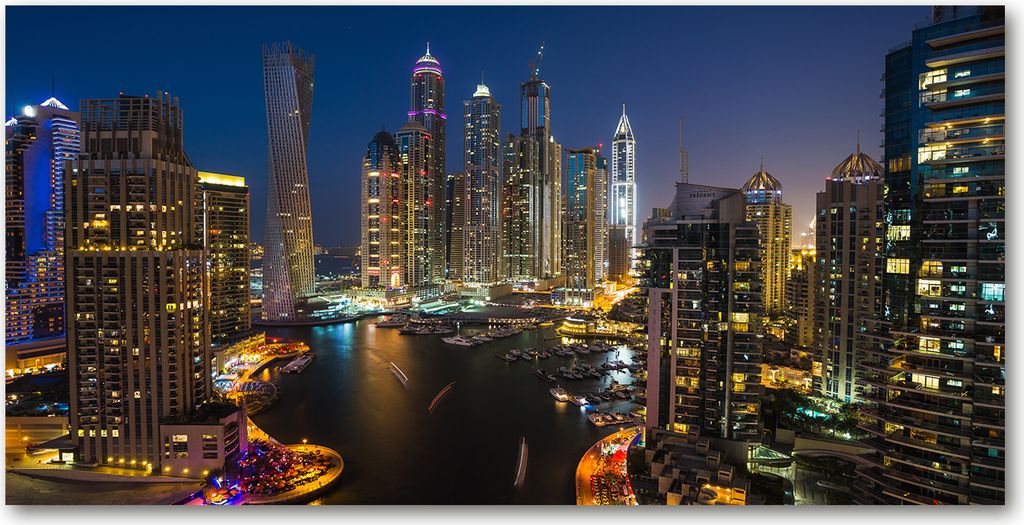 Tulup Leinwandbild - 140x70 cm - Wandkunst - Drucke auf Leinwand - Leinwanddruck - Sehenswürdigkeiten & Architektur - Schwarz - Marina in Dubai