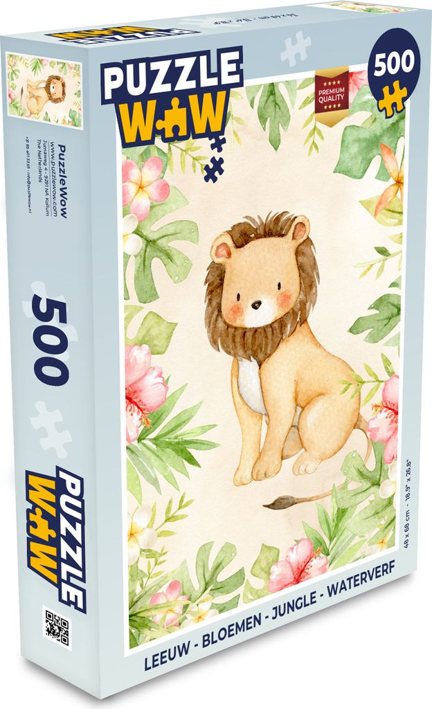 MuchoWow Puzzle 500 Teile Löwe - Blumen - Dschungel - Aquarell - Denken - Spiel - Toy