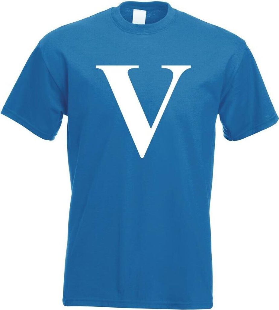 Kiwistar - T-Shirt - royal - Buchstabe V - Alphabet Motiv Bedruckt Funshirt Design Print - mit Motiv Bedruckt - Funshirt Design - Sport - Freizeit ...