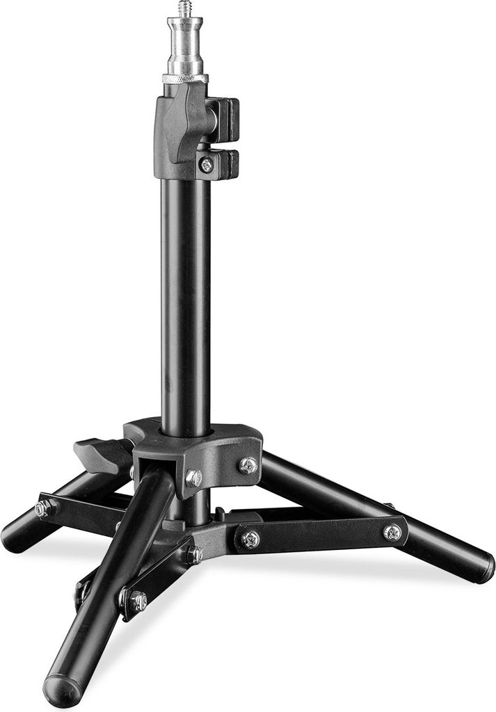 Walimex pro Lampenstativ höhenverstellbar bis 40 cm, Mini Stativ mit 2,5 kg Tragkraft, Lichtstativ für kleinere Lampen, Studioblitze, Studioleuch...
