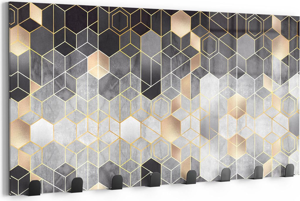 DEQORI Kleiderhaken Glas 60x30 cm 'Kunstvolles Wabenmuster' Wand Garderobe beschreibbar