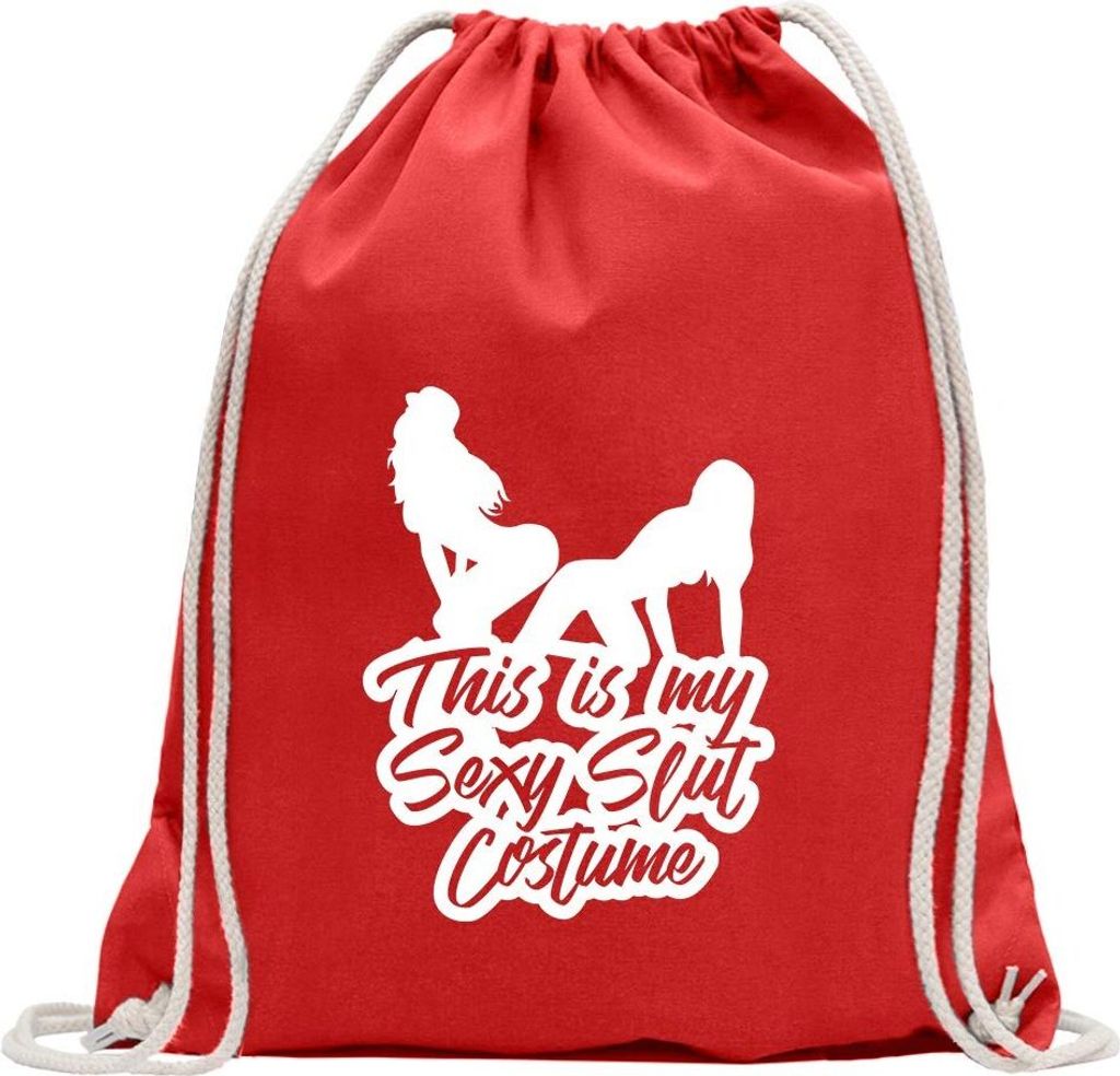 Kiwistar - Turnbeutel - rot - This is My y Slut Costume - Fun Rucksack Sport Beutel Gymsack Baumwolle mit Ziehgurt