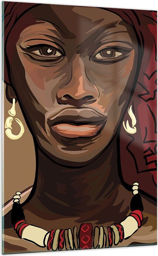 Bilder auf glas - Einteilig - eine frau afrika - 70x100cm - Glasbilder - Wandbilder - Bilder - zum Aufhängen bereit - Wanddekoration aus Glas - Gl...