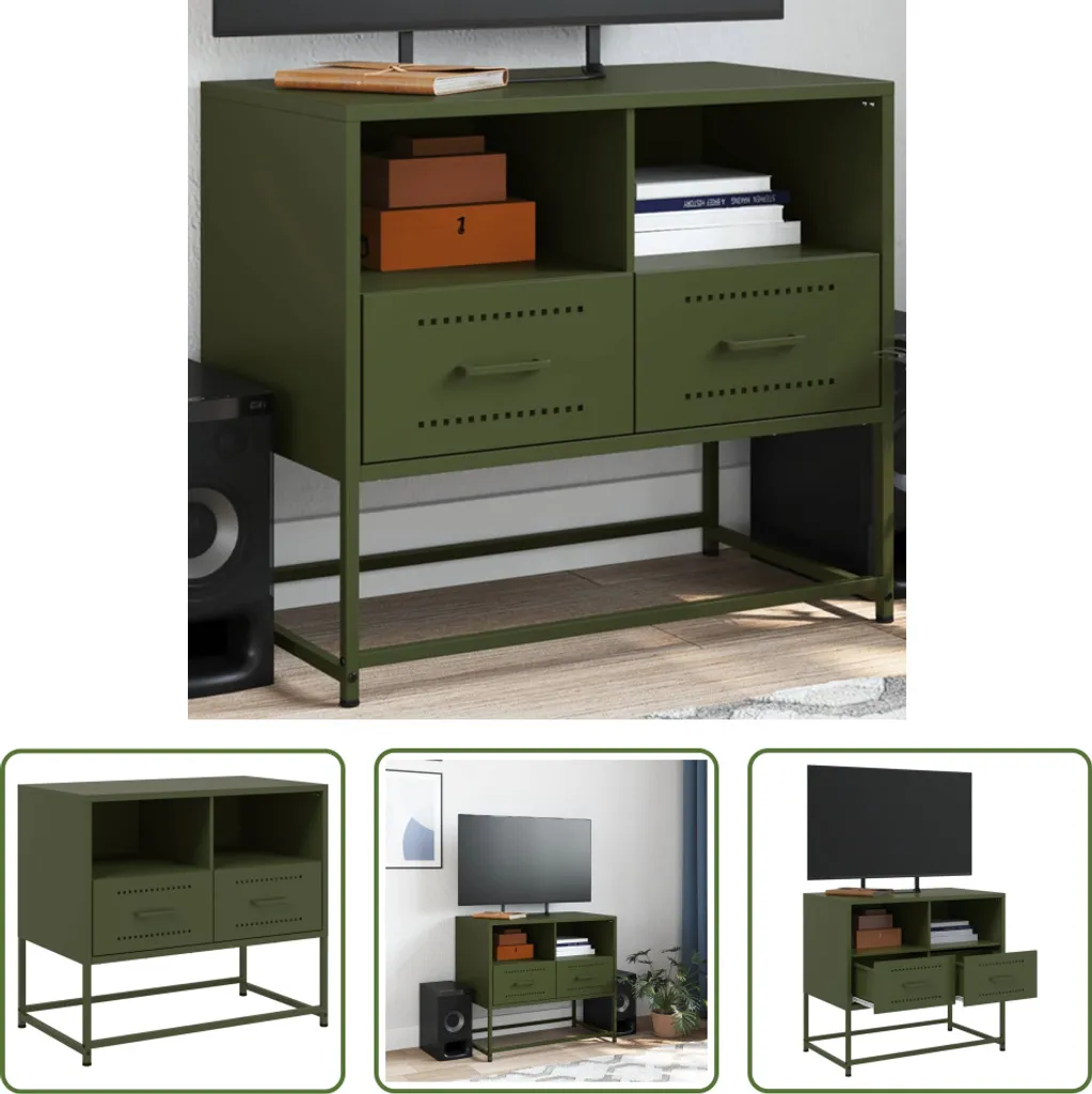 Mobile TV Acciaio Verde Oliva 68x39x60,5 cm - Salvaspazio Industriale