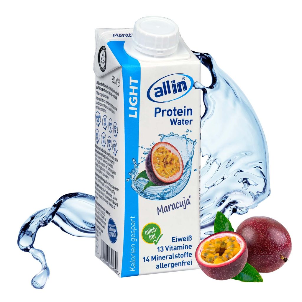 all in® LIGHT Protein Water Maracuja 14 x 250 ml | Kollagen Produktbild 