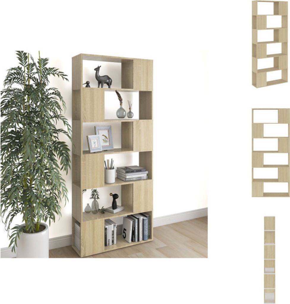 vidaXL Bücherregal Raumteiler Sonoma-Eiche 80x24x186 cm Holzwerkstoff - Bücherregale & Bücherschränke