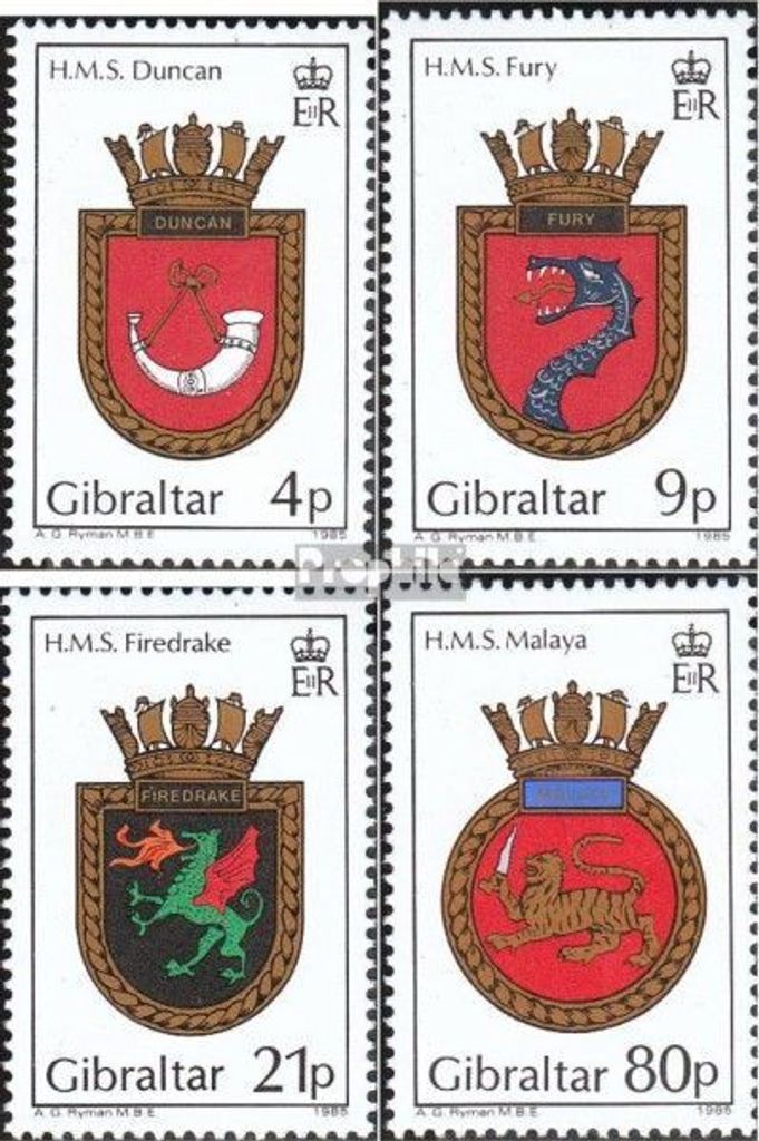 Briefmarken Gibraltar 1985 Mi 493-496 (kompl.Ausg.) postfrisch Schiffswappen