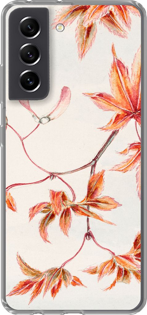 MuchoWow Handyhülle Schutzhülle Hülle für Telefoonhoesje Samsung Galaxy S21 FE Japanischer Ahorn - Herbst - Vintage Silikon Softcase Handy H...