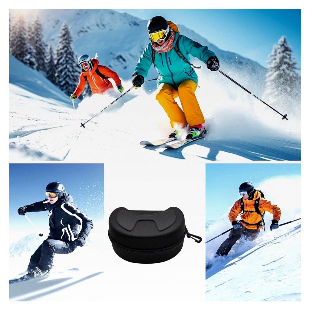 Skibrillenetui, harte EVA-Box für Skibrillen und Schneeschwimmbrillen, Aufbewahrung mit wasserabweisender und stoßfester Schale, 20 x 11 x 12 cm,...
