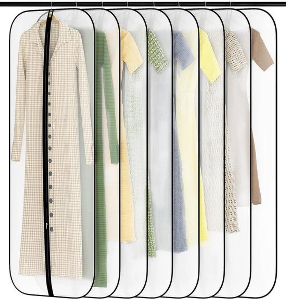 Housse à vêtements zippée 60x160 cm - 8 unités en PEVA imperméable noir