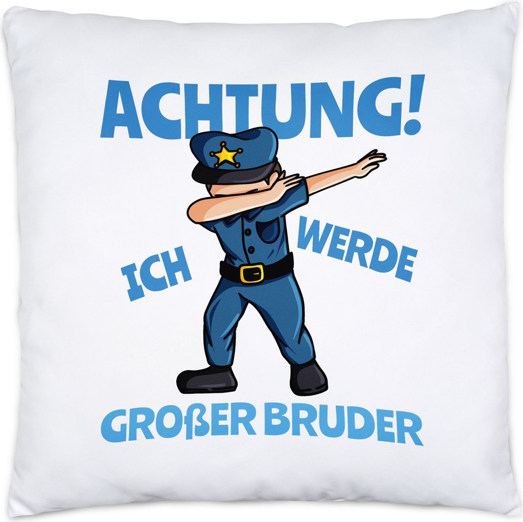 Ich Werde Großer Bruder Kissen Inkl. Füllung Ankündigung Schwangerschaft Polizist Dab Babynews