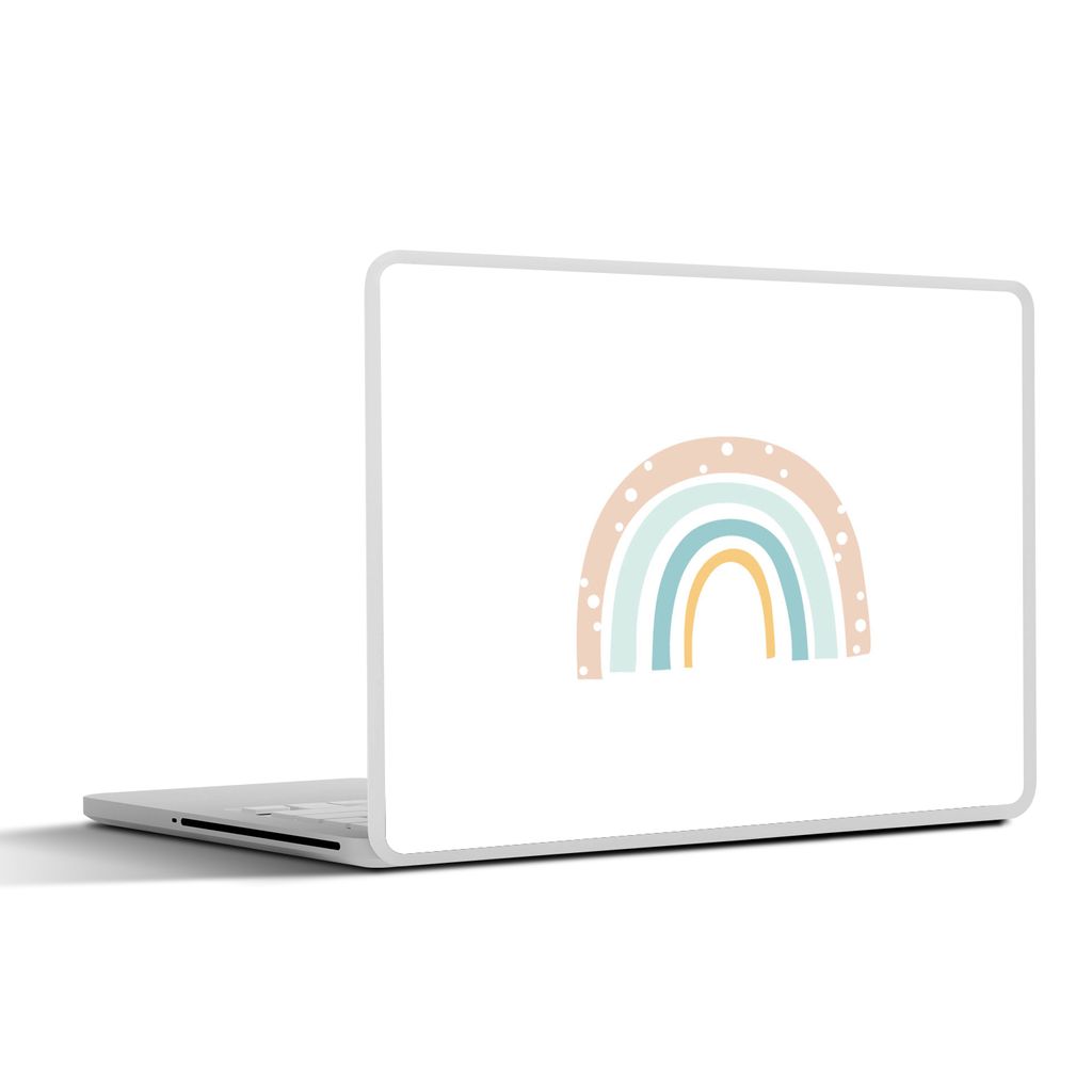 MuchoWow Laptop Aufkleber Sticker Cover Regenbogen - Kinder - Pastell - Tupfen - Baby 32.5x23.5 cm - Sticker für Laptop - Selbstklebend