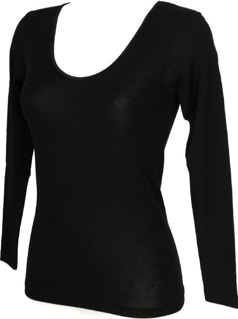 Langarm Unterhemd Damen T-Shirt 85% Wolle und 15% Seide "RAGNO" Artikel 074029, 2-SECONDA (EU XS - F 1 - USA XXS - GB 30), Lana 85%,Seta 15%