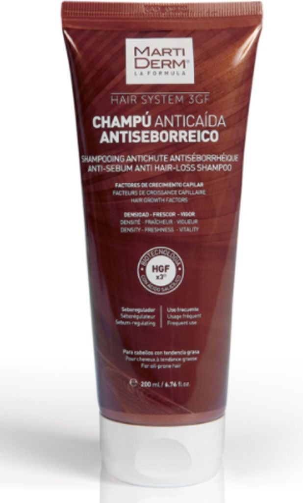 Martiderm Hair System 3GF Anti-Sebum Anti Hair-Loss Shampoo Stärkungsshampoo gegen Haarausfall 200 ml