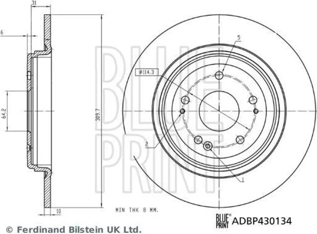 Disque de frein haute performance Blue Print ADBP430134 Honda CR-V V