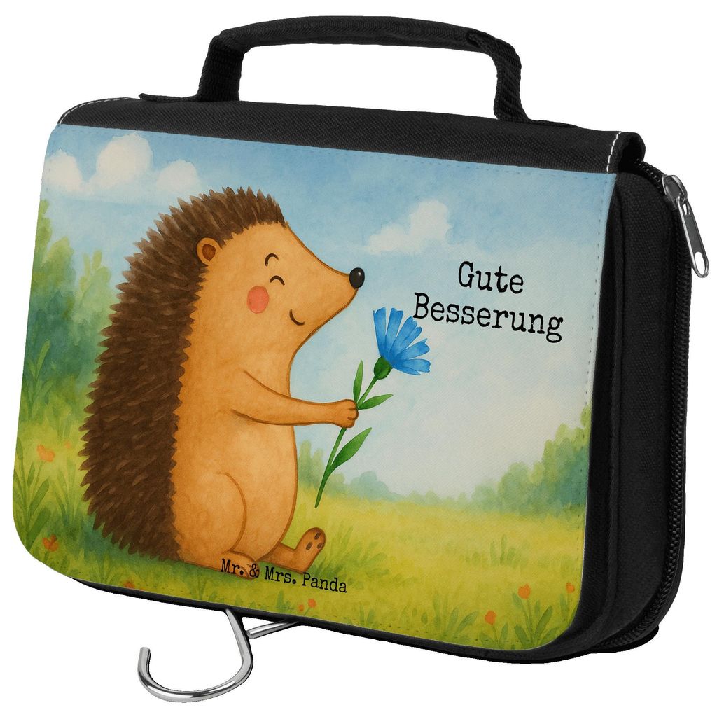 Mr. & Mrs. Panda badtasche Igel Blumen Design - Weiß - Geschenk, Genesungswünsche, Kosmetiktasche, Make-Up Tasche, kosmetiktäschchen, Lustige Sp...