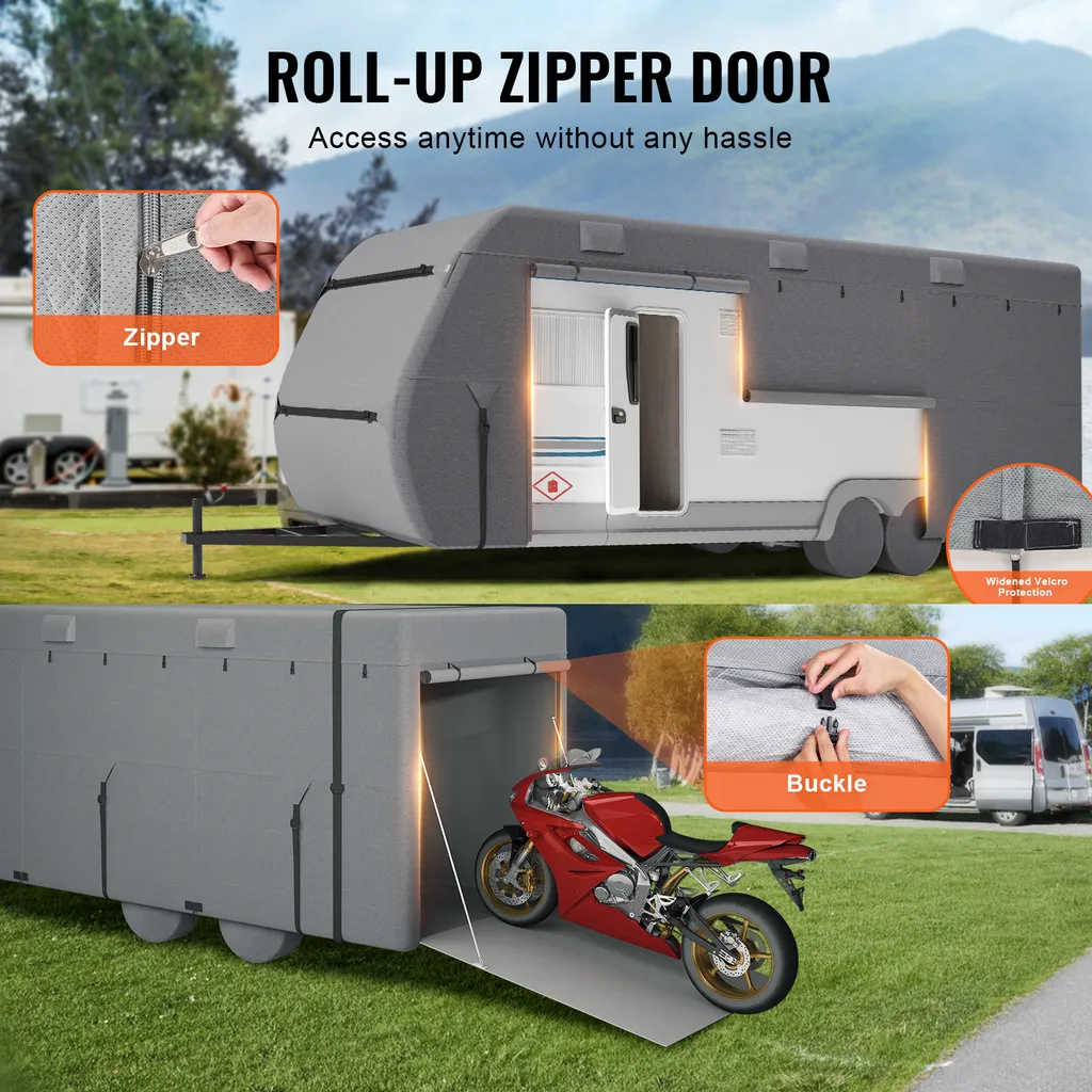 Housse Caravane Anti-Vent et Imperméable VEVOR avec Sangles et Patchs